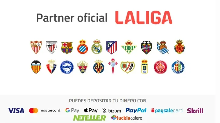 Web de Luckia: métodos de pago y socio oficial de LaLiga